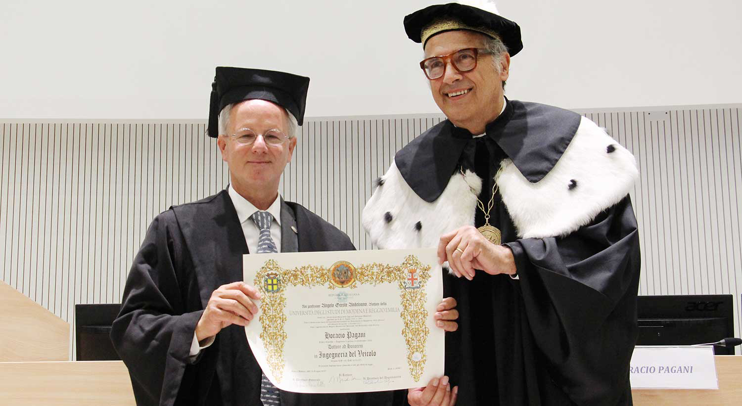 Unimore: Horacio Pagani receives an honorary degree in Vehicle Engineering.