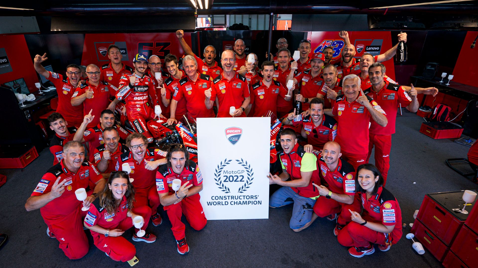 Ducati clinches its third consecutive MotoGP Constructors' World Title in Aragón.