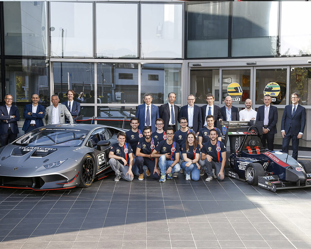 Muner students with executives from Emilia Romagna and auto racing companies