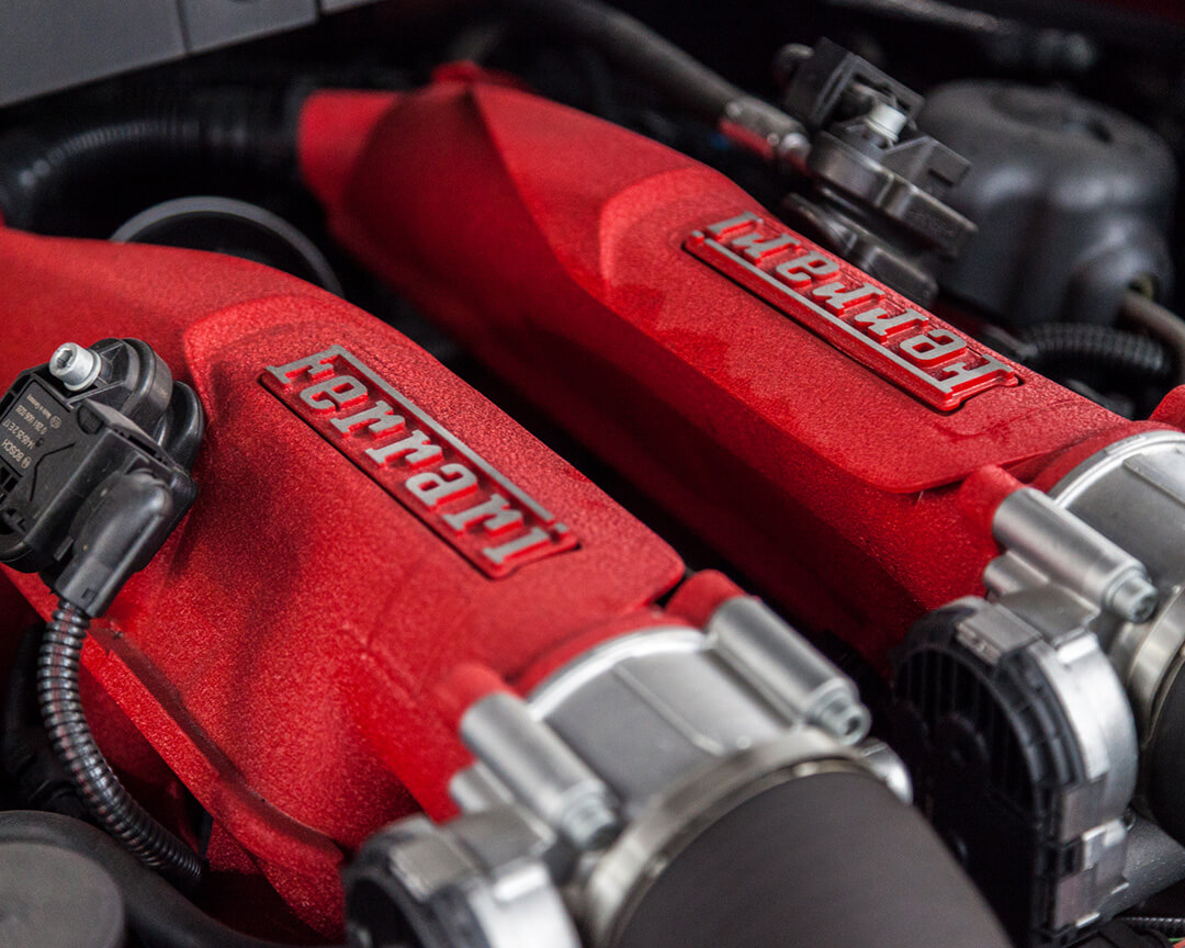 Detail of a ferrari engine, found in the pollini collection