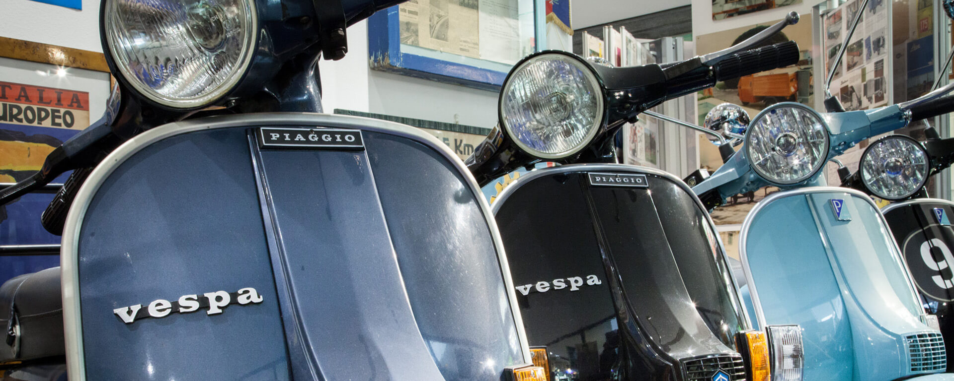 Vespa PX series front view on headlight and shield