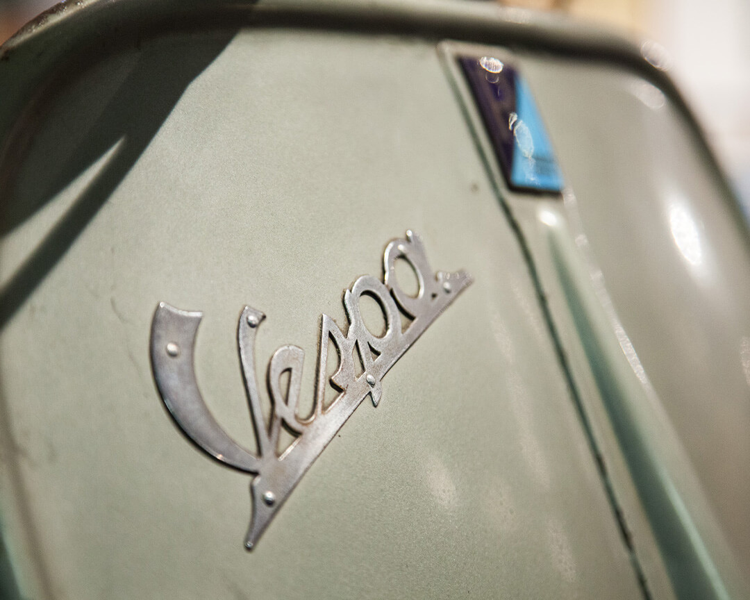 detail on metal Vespa logo