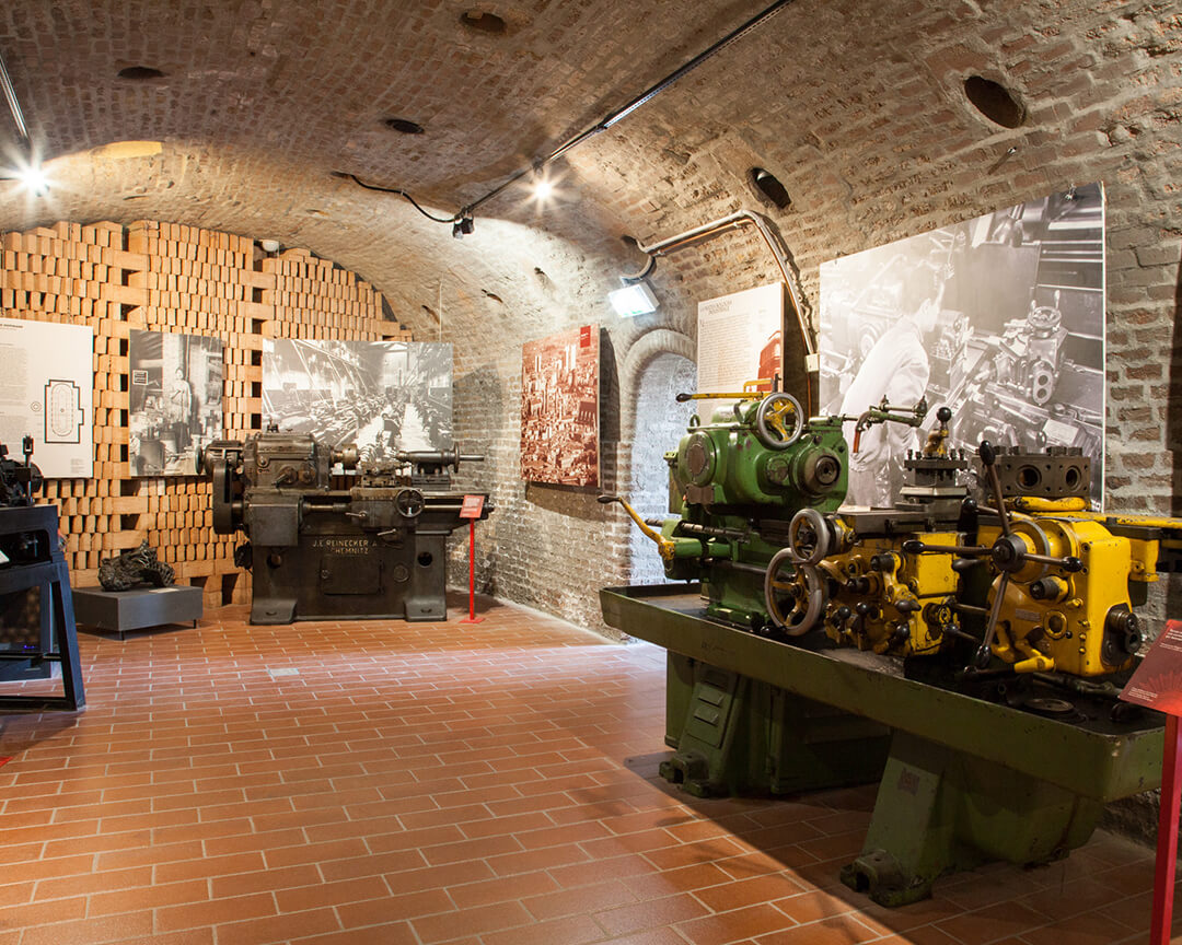 inside the museum with machines used in the past