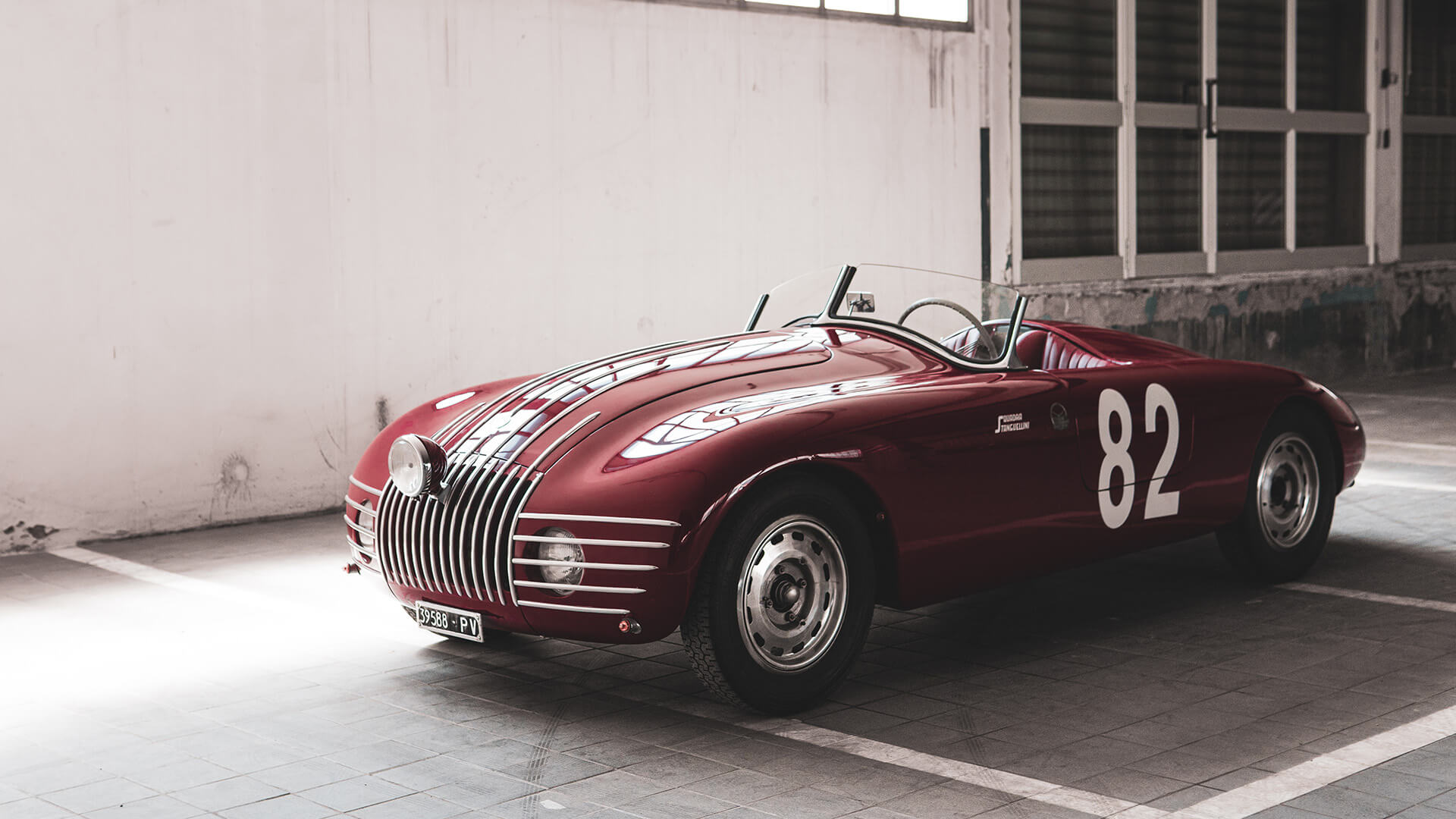 car sport of epoch Stanguellini with particular mono front light