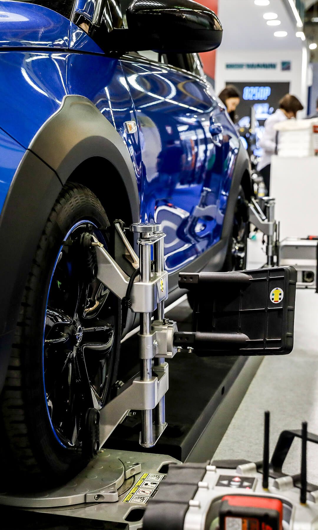detail on special equipment for wheels exhibited in the exhibition context