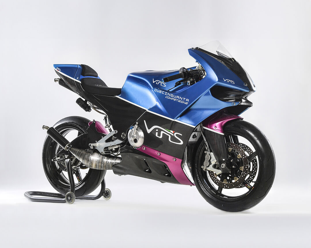 racing bike Vins model two-fifties competition color blue black and pink