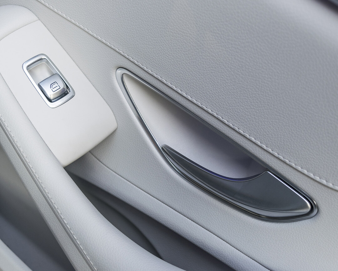 leather interior detail and car door seams