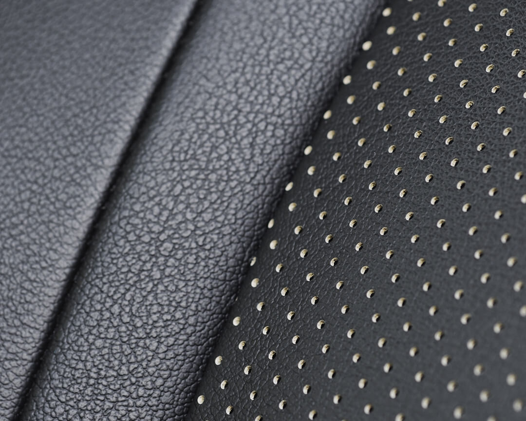 macro on different materials for car interiors