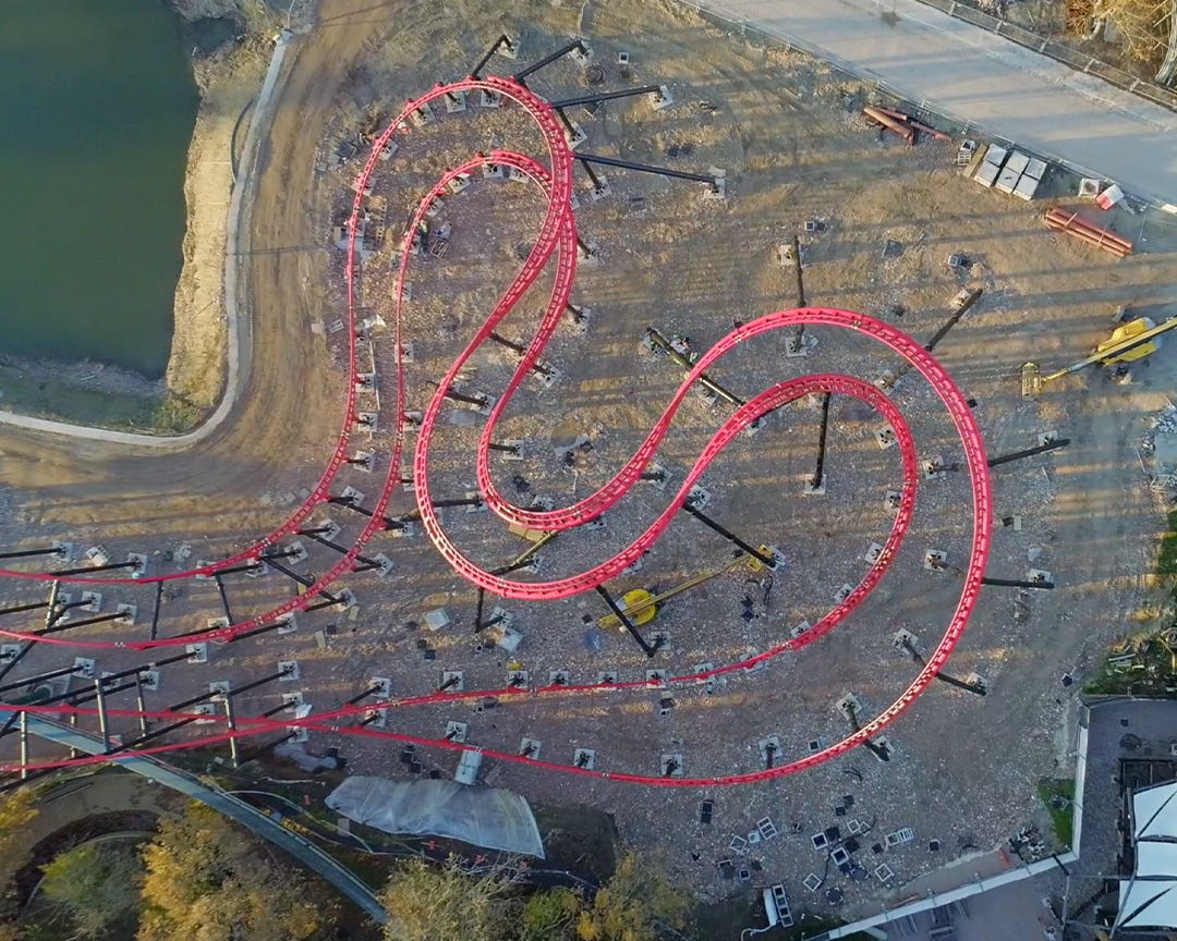 Top view of Ducati's attraction at Mirabilandia