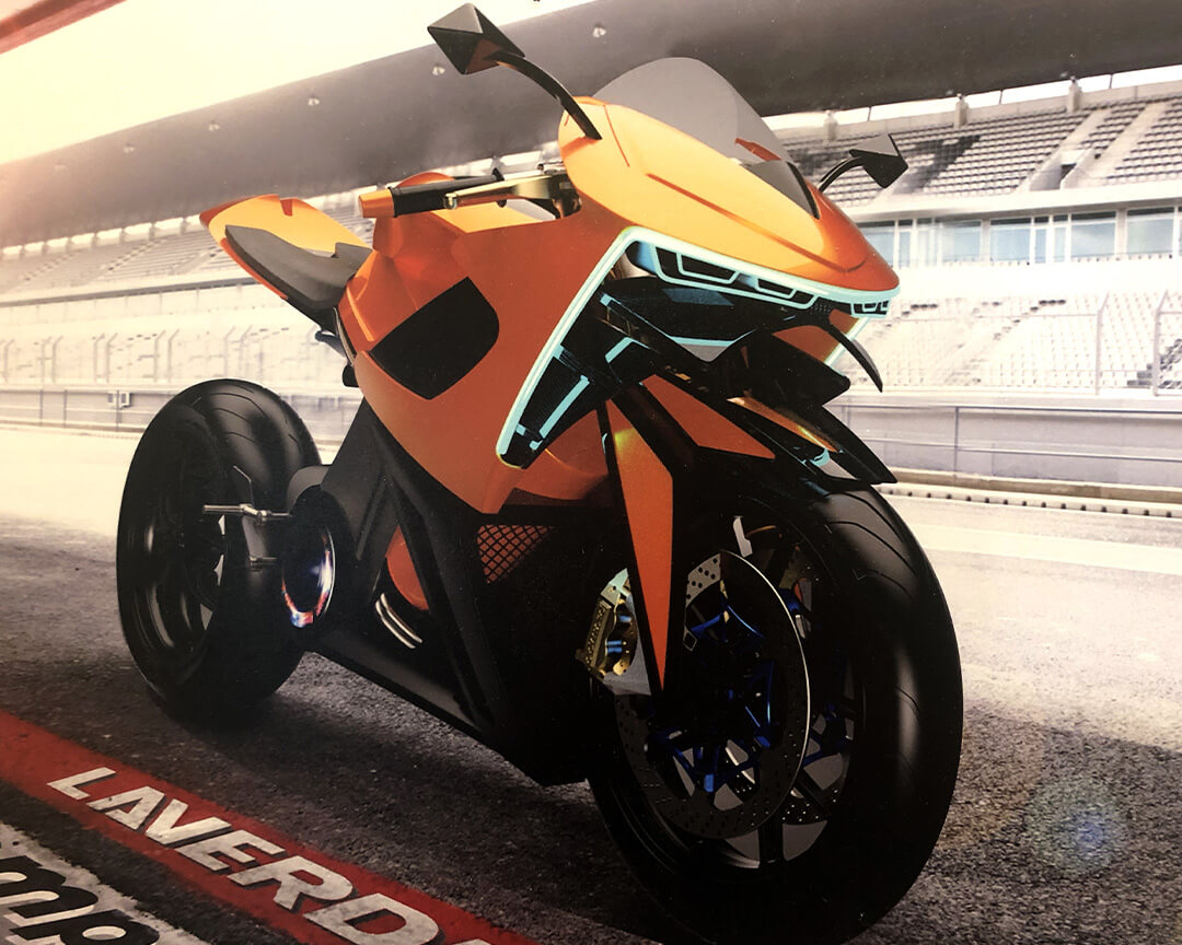 Skatch ambientato di moto da corsa