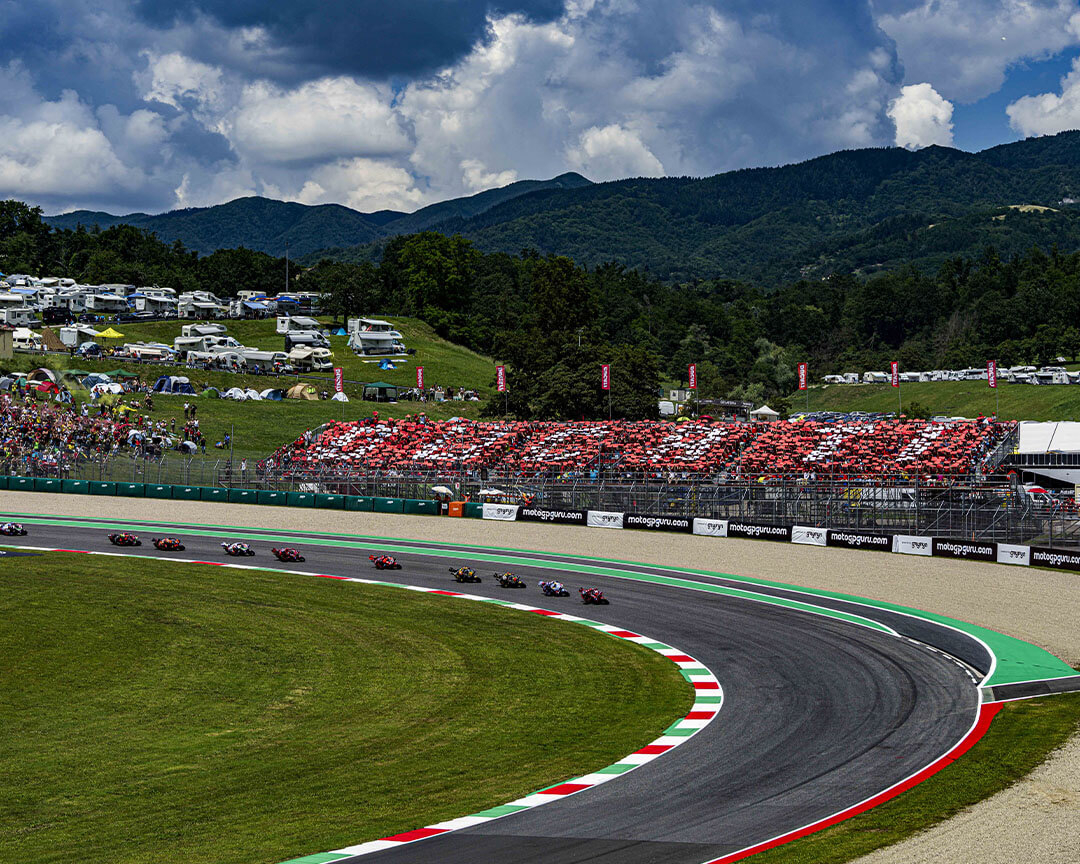 Ducati grandstand set up in the hills of Mugello