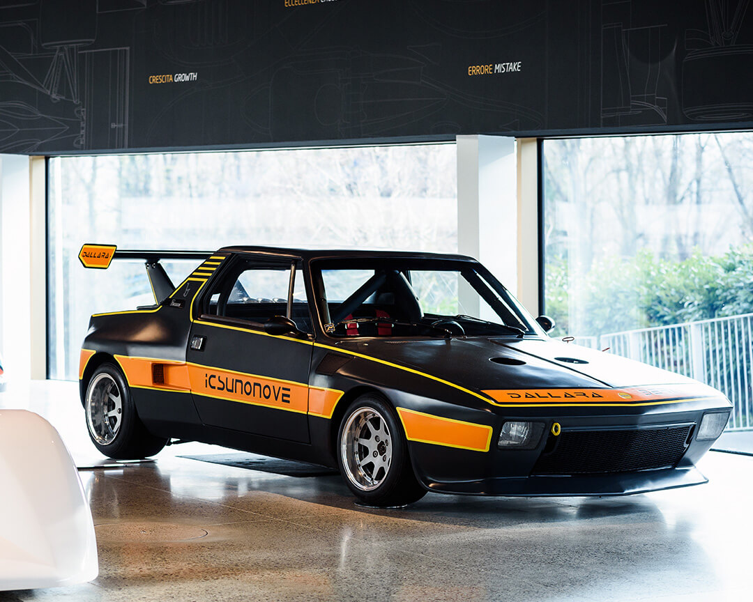 vintage dallara rally car displayed in the Academy