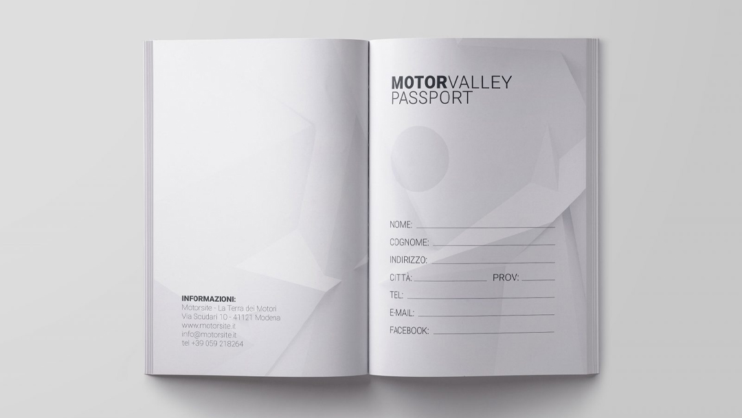 mockup del passport di Motor valley