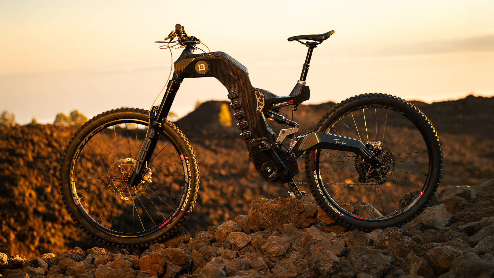 beltrami electric bike photographed on rocky terrain