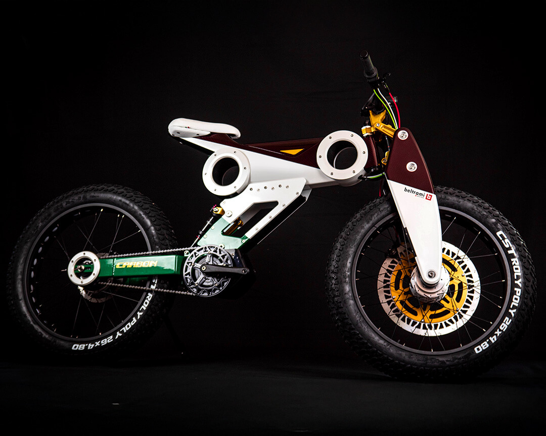 e-bike beltrami with white green and burgundy livery special
