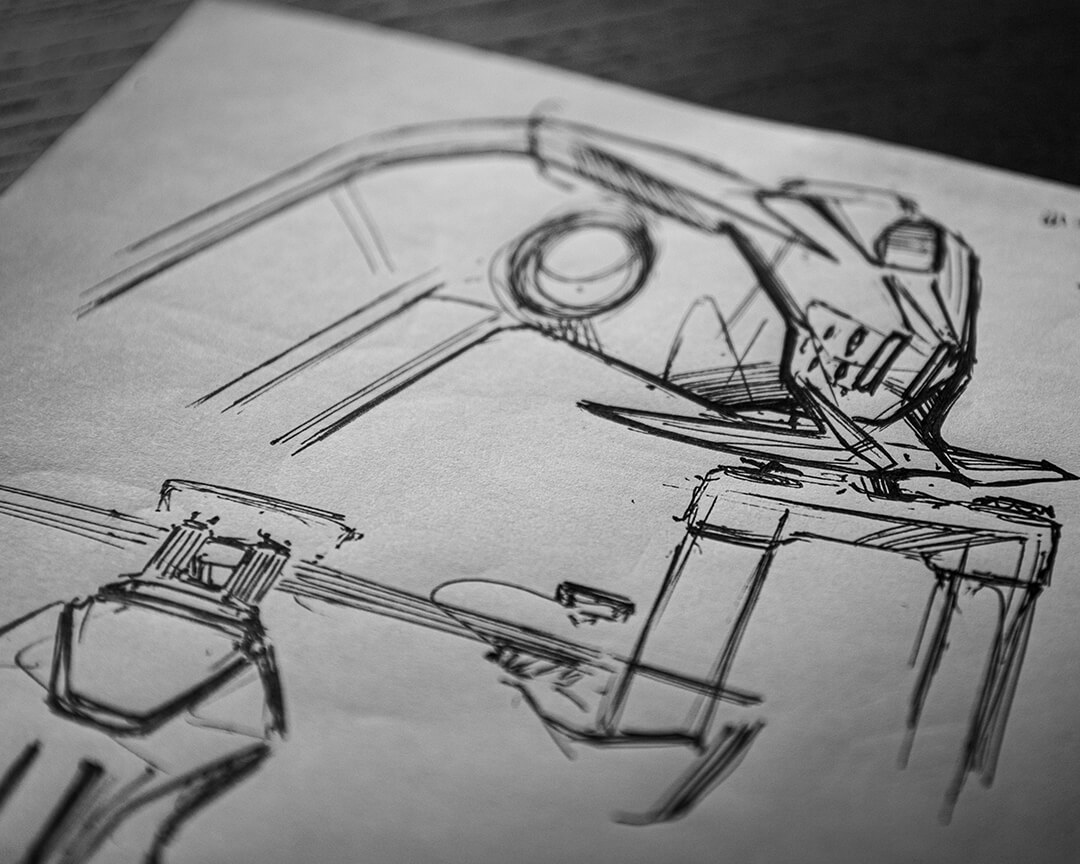 technical drawing of a component of a beltrami bike