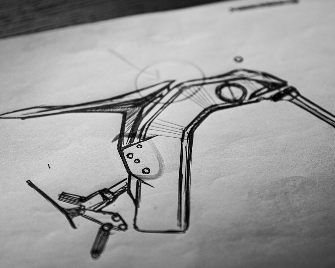 technical drawing of a component of a beltrami bike