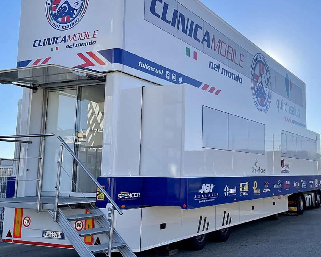 the Mobile Clinic truck now parked in the paddock