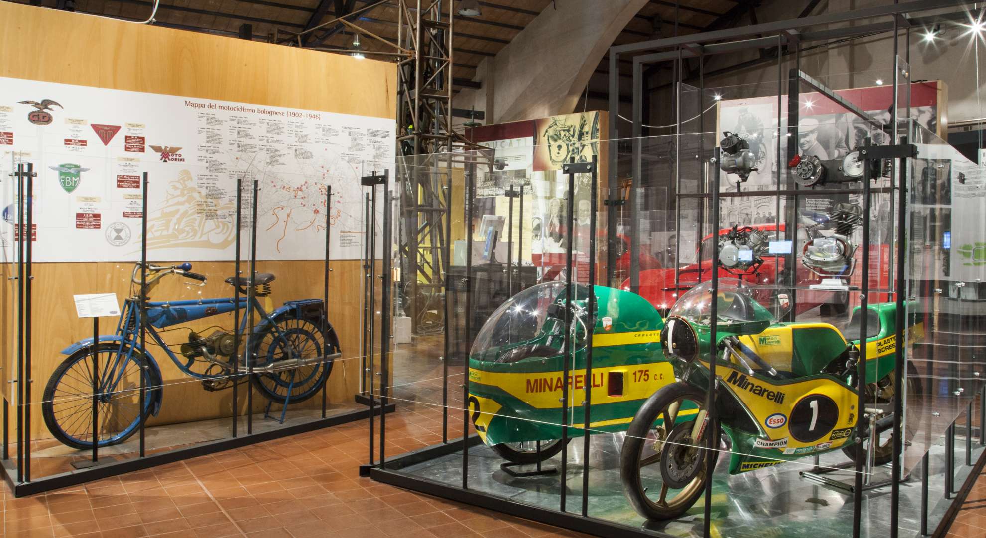 Moto d'epoca esposte al Museo del Patrimonio Industriale di Bologna.