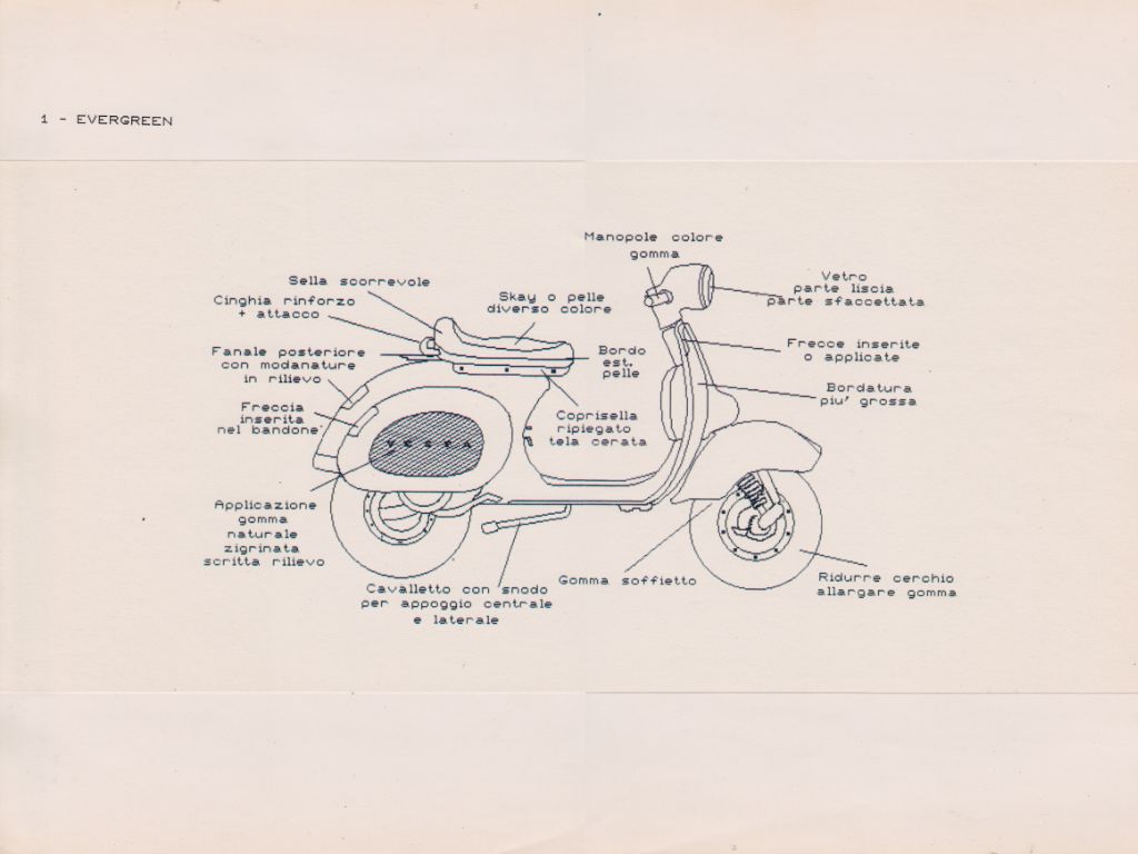 Progetto della Vespa di Massimo Osti.